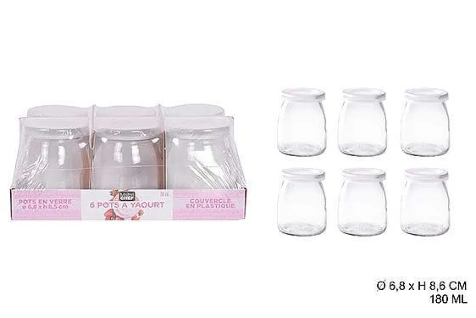 6 Bocaux Verre Pots A Yaourt 180Ml