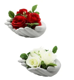 maxibazar 3 Boutons De Roses En Pot Ciment Mains Jointes