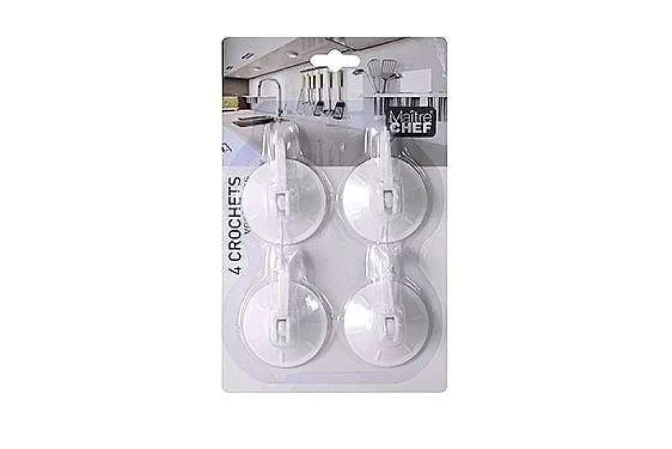 4 Crochets Ventouses Blanc