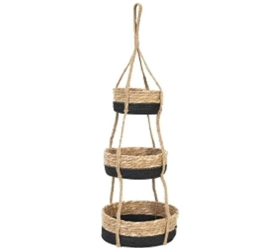 maxibazar 3 Paniers En Osier Suspendus 25X10 20X9 15X8