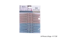 24 Pinces A Linge Grege Et Bleu 7Cm