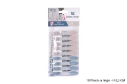 18 Pinces Linge Bi Matiere 8.3Cm