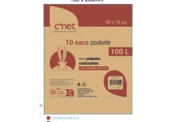 10 Sacs Poubelle 100L Avec Poignees
