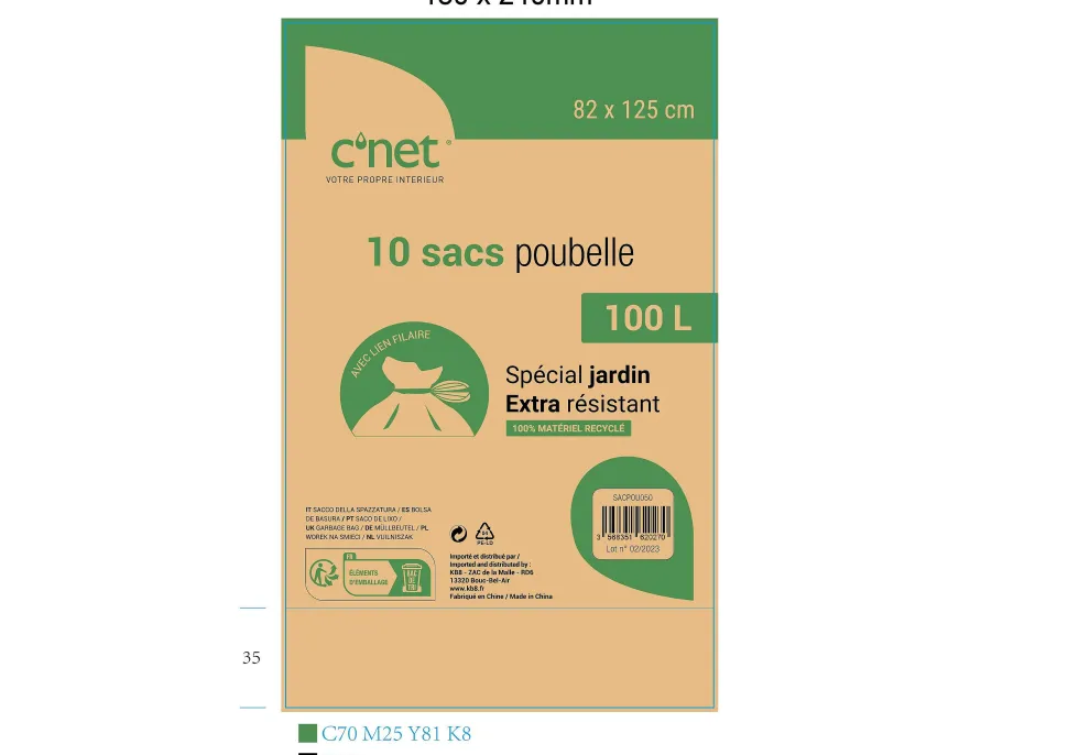 10 Sacs Poubelle 100L Jardin Avec Liens