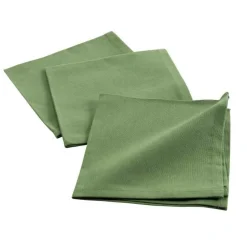 maxibazar 3 Serviettes De Table 40X40 Cm Coton Uni Initia Kaki