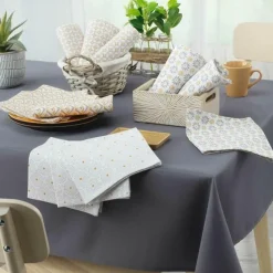 maxibazar 3 Serviettes De Table 40X40 Cm Coton Imprime Azelia