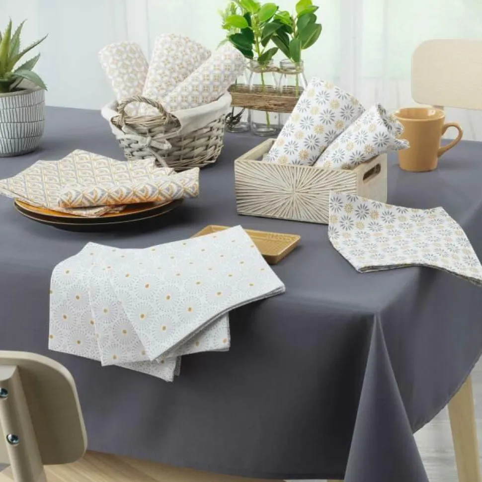 maxibazar 3 Serviettes De Table 40X40 Cm Coton Imprime Azelia