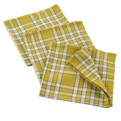 maxibazar 3 Serviettes De Table 45X45 Cm Coton Tisse Traditio Jaune