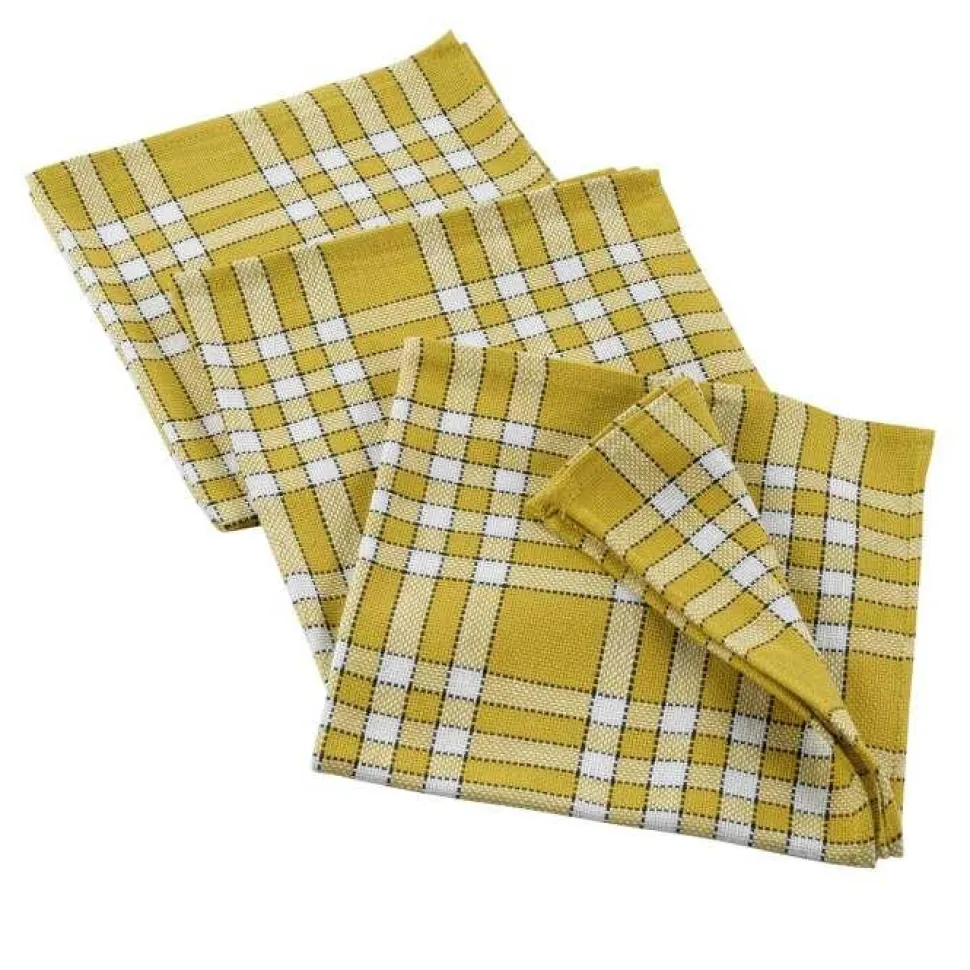 maxibazar 3 Serviettes De Table 45X45 Cm Coton Tisse Traditio Jaune