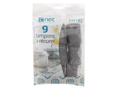 9 Tampons A Recurer Laine Acier