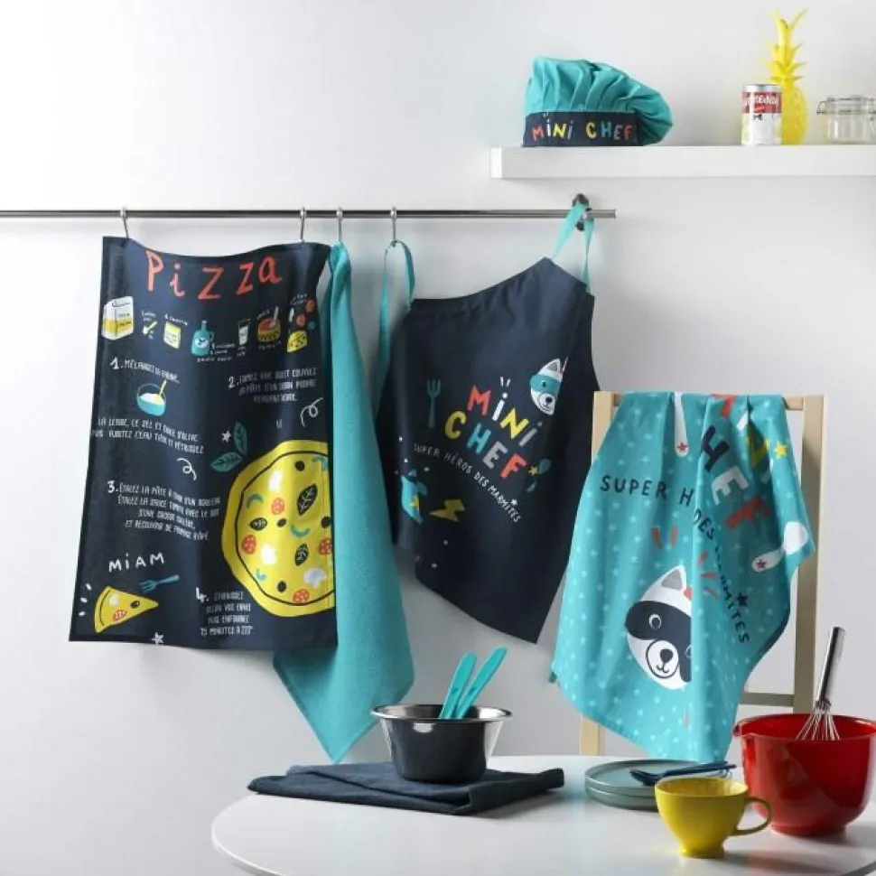 maxibazar 2 Torchons 50X70 Cm Coton Imp Uni Mini Chef Recette