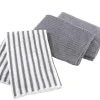 maxibazar 3 Torchons 40X40 Cm Microfibre Cuistot Anthrac 2 Unis 1 Raye