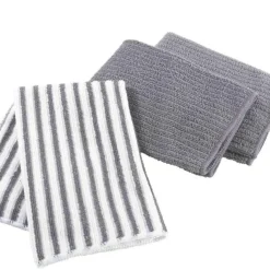 maxibazar 3 Torchons 40X40 Cm Microfibre Cuistot Anthrac 2 Unis 1 Raye