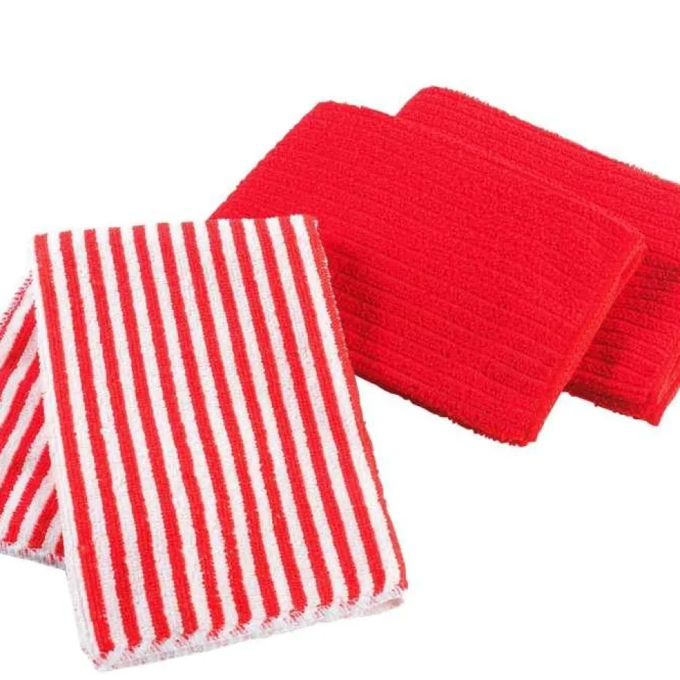 maxibazar 3 Torchons 40X40 Cm Microfibre Cuistot Rouge 2 Unis 1 Raye