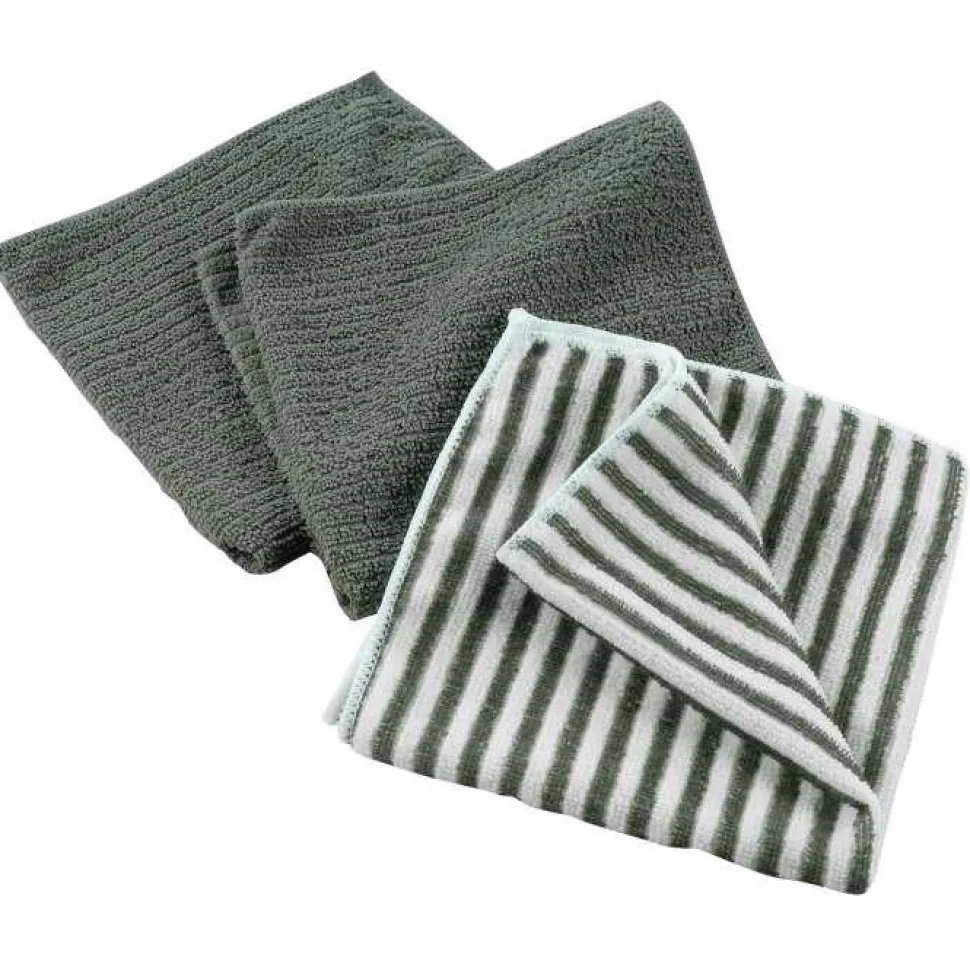 maxibazar 3 Torchons 40X40 Cm Microfibre Cuistot Kaki