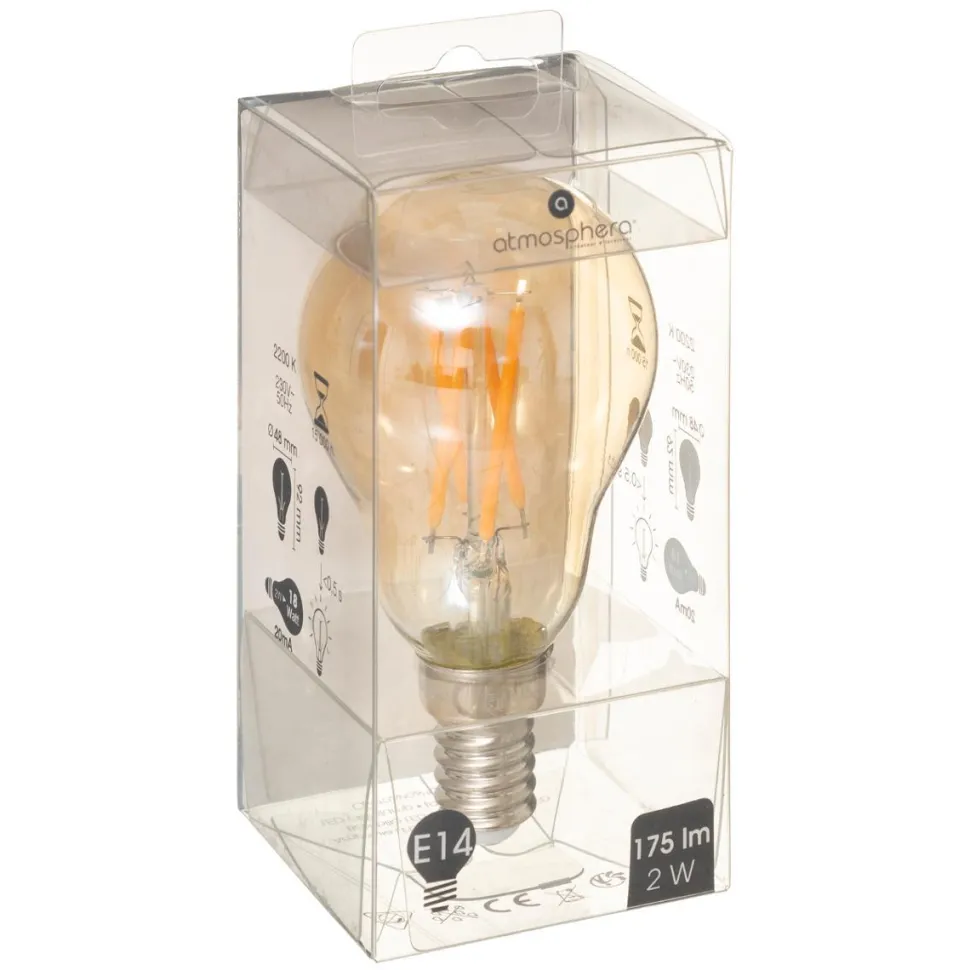 Atmosphera Ampoule Led Droite Ambre E14 A48 2W