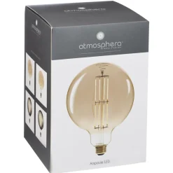 Atmosphera Ampoule Led Globe Ambree Filament Droit E27