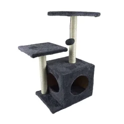 Arbre A Chat Avec Jouet Et Niche H 60Cm Anthracite