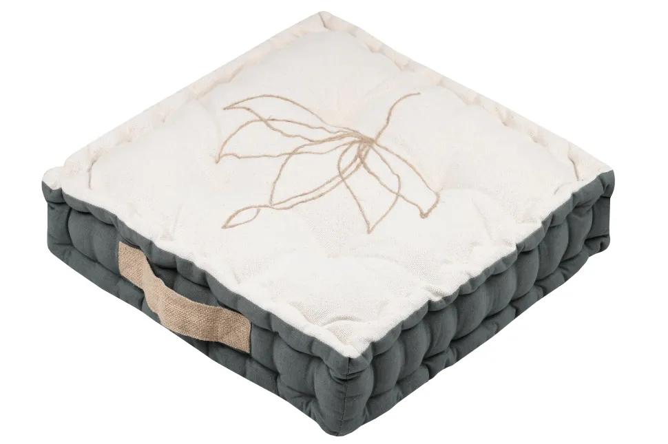 maxibazar Asana Coussin Sol 45X45X10Cm Naturel Coton Recycle