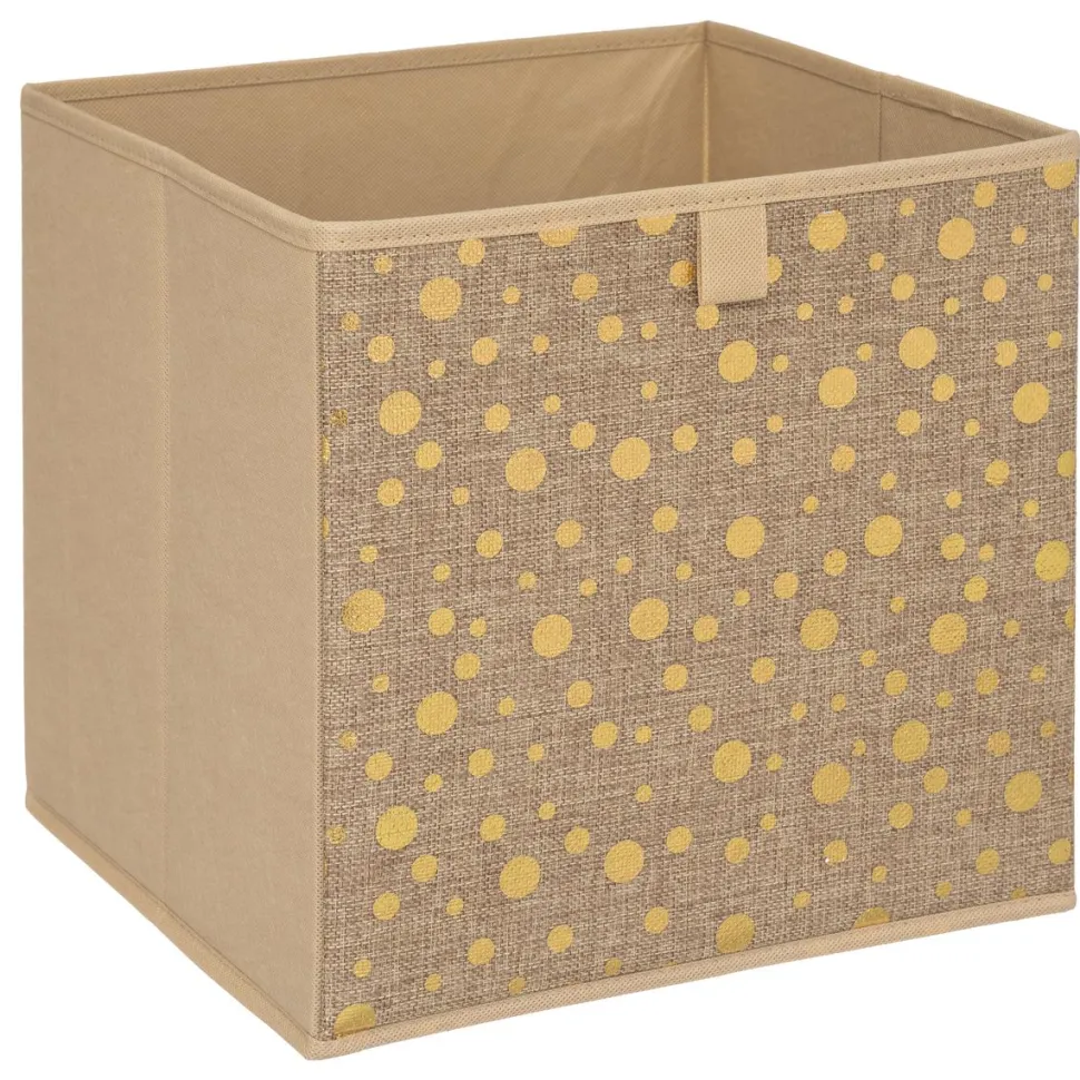 Atmosphera Bac Rangement Jute Pois Dore