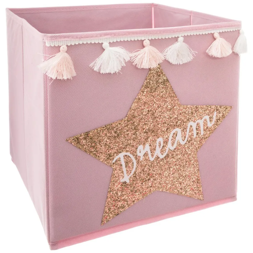 Atmosphera Bac Rangement Sequins Et Pompons Dream 29X29X29Cm