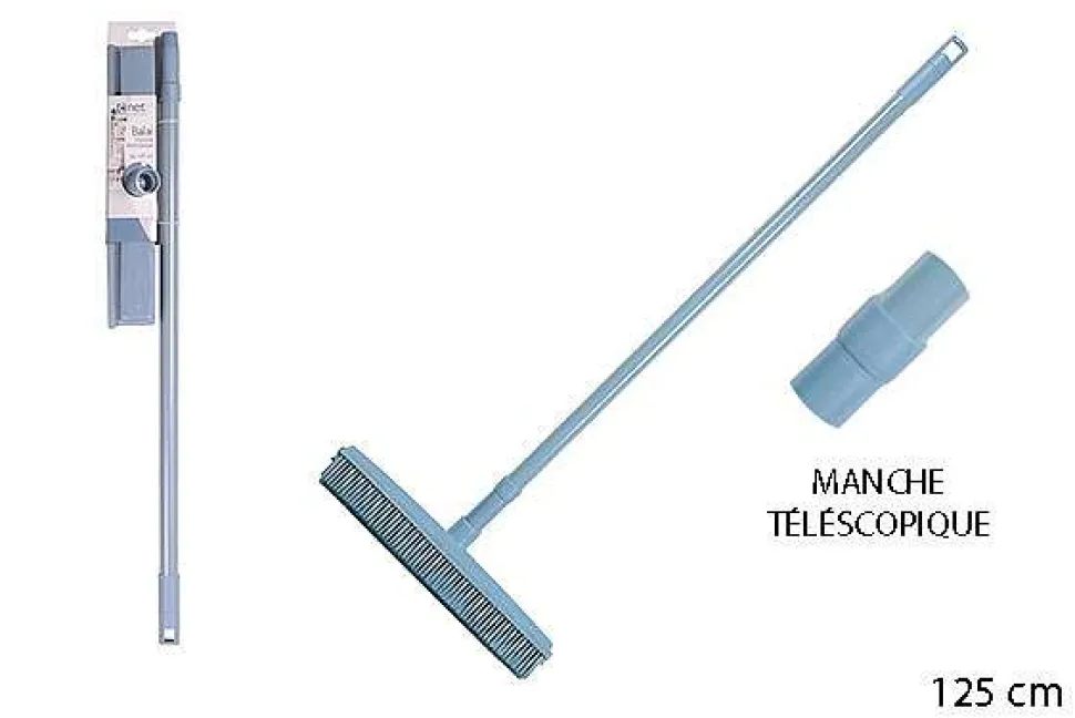 Balai Caoutchouc Bleu Et Manche