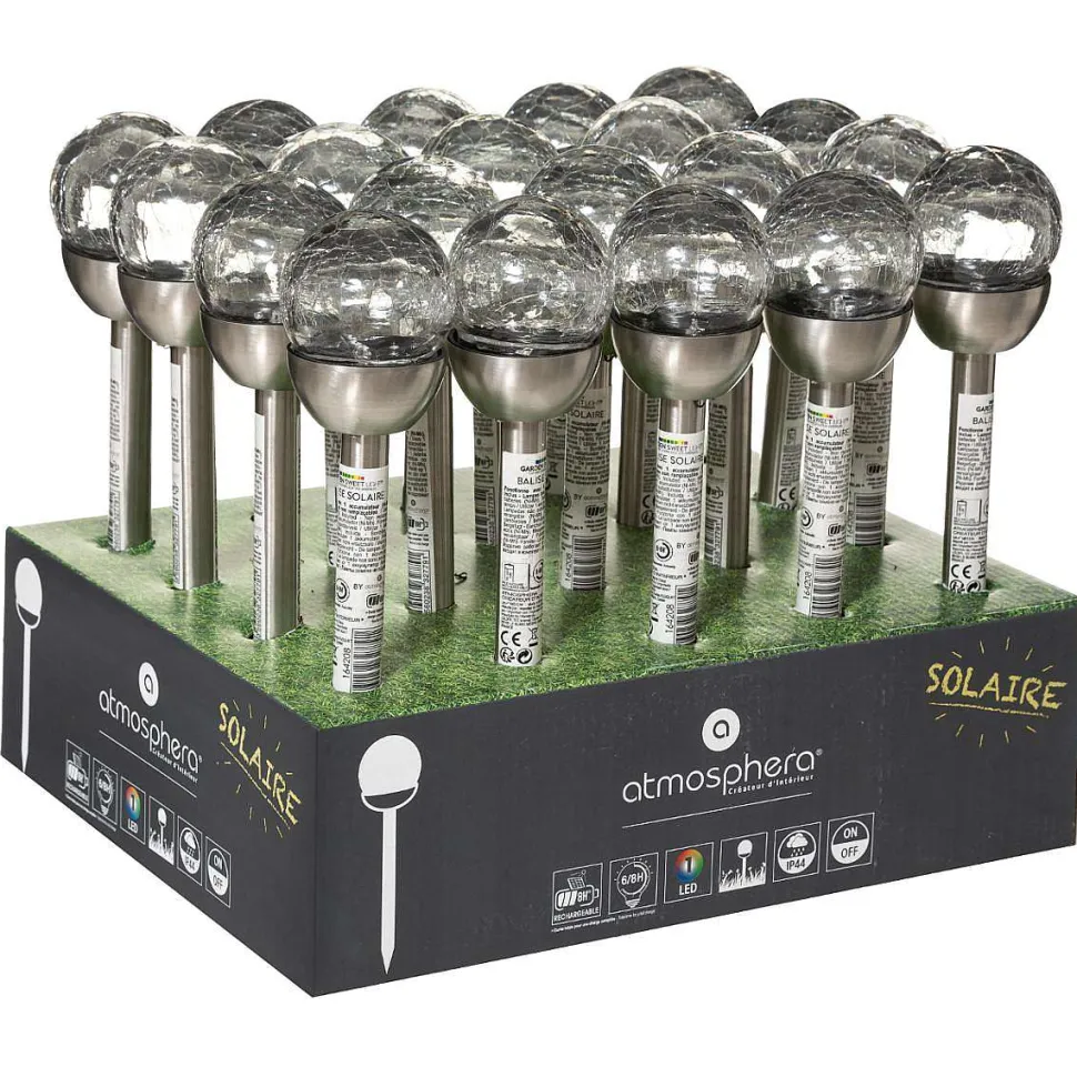 Balise Solaire Inox Et Verre Siva H.36Cm