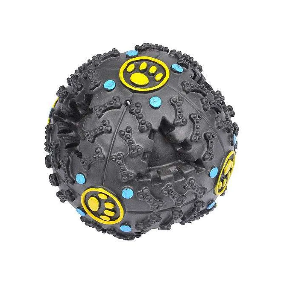 Balle Distributeur De Croquettes Vinyle Sonore Noir D.10Cm