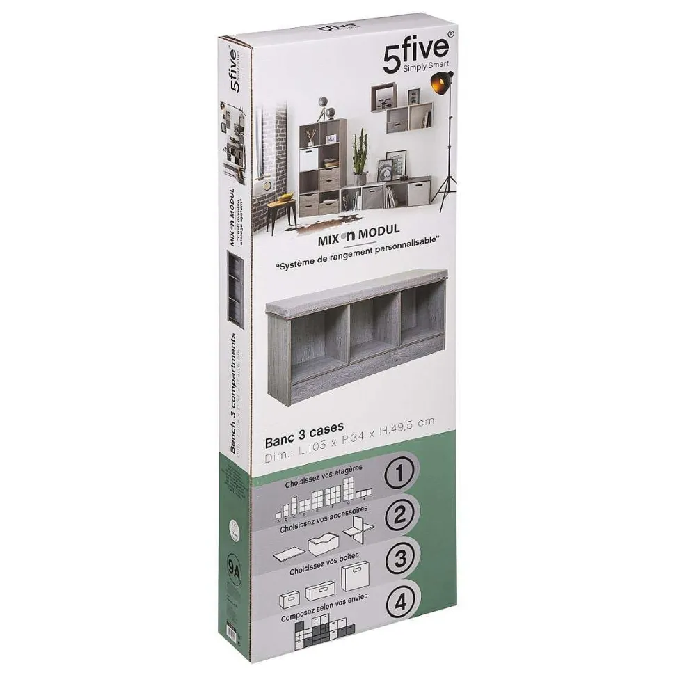 Banc 3 Cases Mix Gris