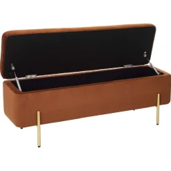 Banc Coffre Velours Art Ambre D.115X43X46Cm