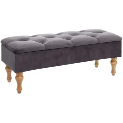 Banc Coffre Velours Hiver Gris