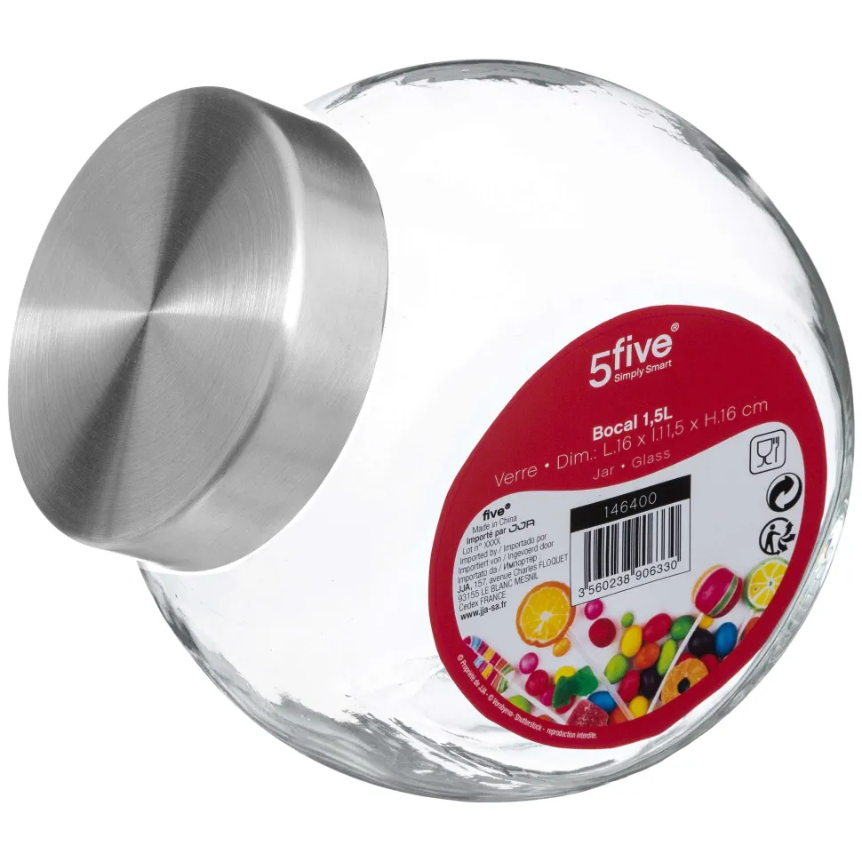 Bocal Bonbons Verre Inox 1.5L