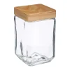 Bocal Carre Verre Et Pin 1.25L