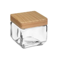 Bocal Carre Verre Et Pin 0.85L