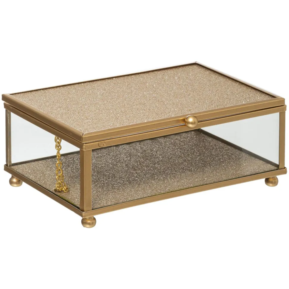 maxibazar Boite Bijoux Paillette Dore D.15X10X6Cm