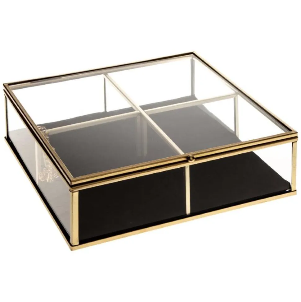 Atmosphera Boite Bijoux Verre Velours Carre Gold