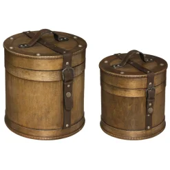 maxibazar Boite Bois Bruce Marron D.26X25Cm