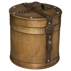 maxibazar Boite Bois Bruce Marron D.26X25Cm