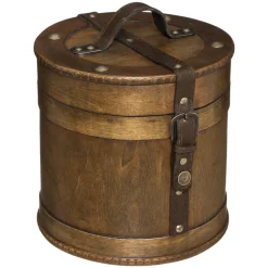 maxibazar Boite Bois Bruce Marron D.26X25Cm