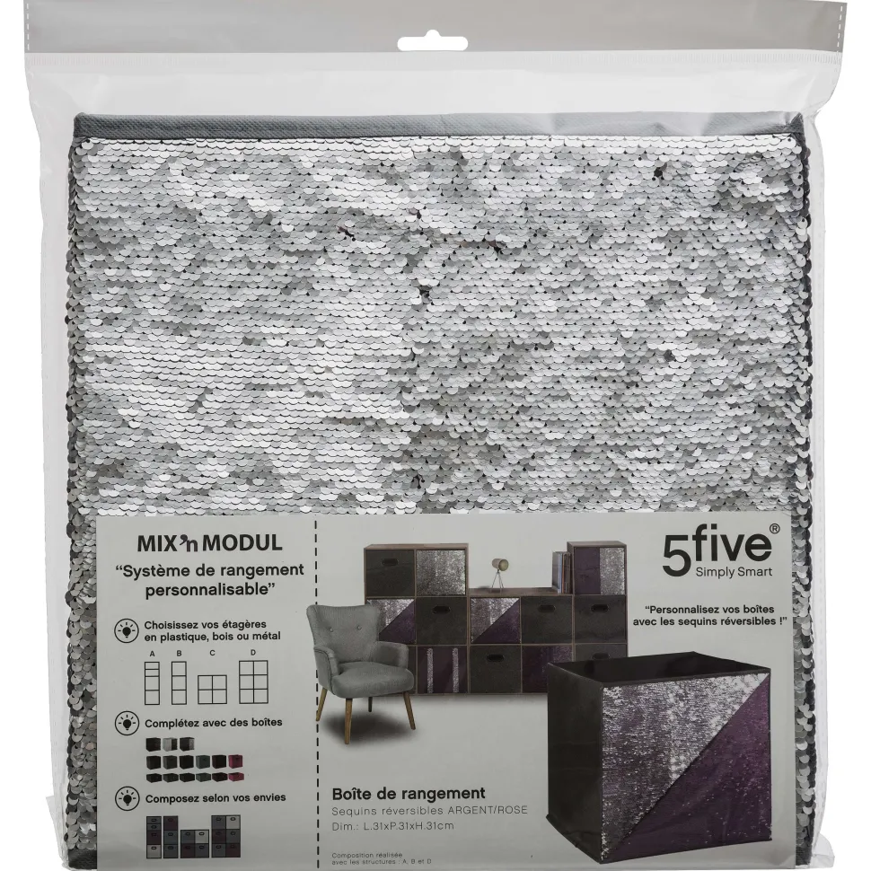 Boite De Rangement 31X31Cm Sequin Gris