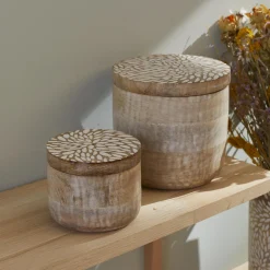 maxibazar Boite Ronde Bois Manguier Petit Modele