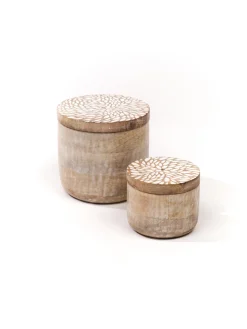 maxibazar Boite Ronde Bois Manguier Grand Modele