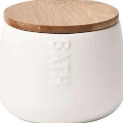 Boîte A Coton Dolomite Ronde Bath Blanc Bambou