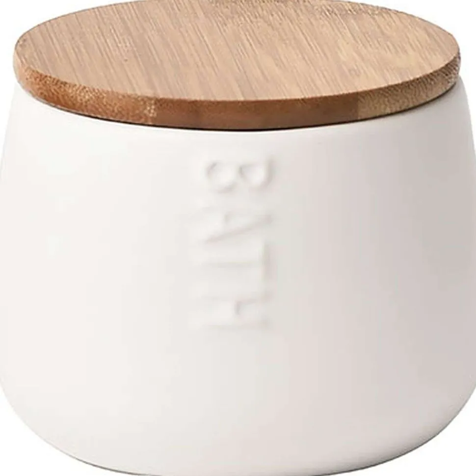 Boîte A Coton Dolomite Ronde Bath Blanc Bambou