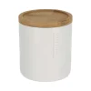 Boîte A Coton Polyresine Couvercle Bambou Blanc Bambou
