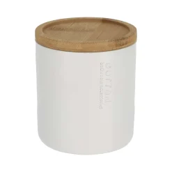 Boîte A Coton Polyresine Couvercle Bambou Blanc Bambou