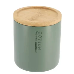 Boîte A Coton Polyresine Couvercle Bambou Kaki Bambou