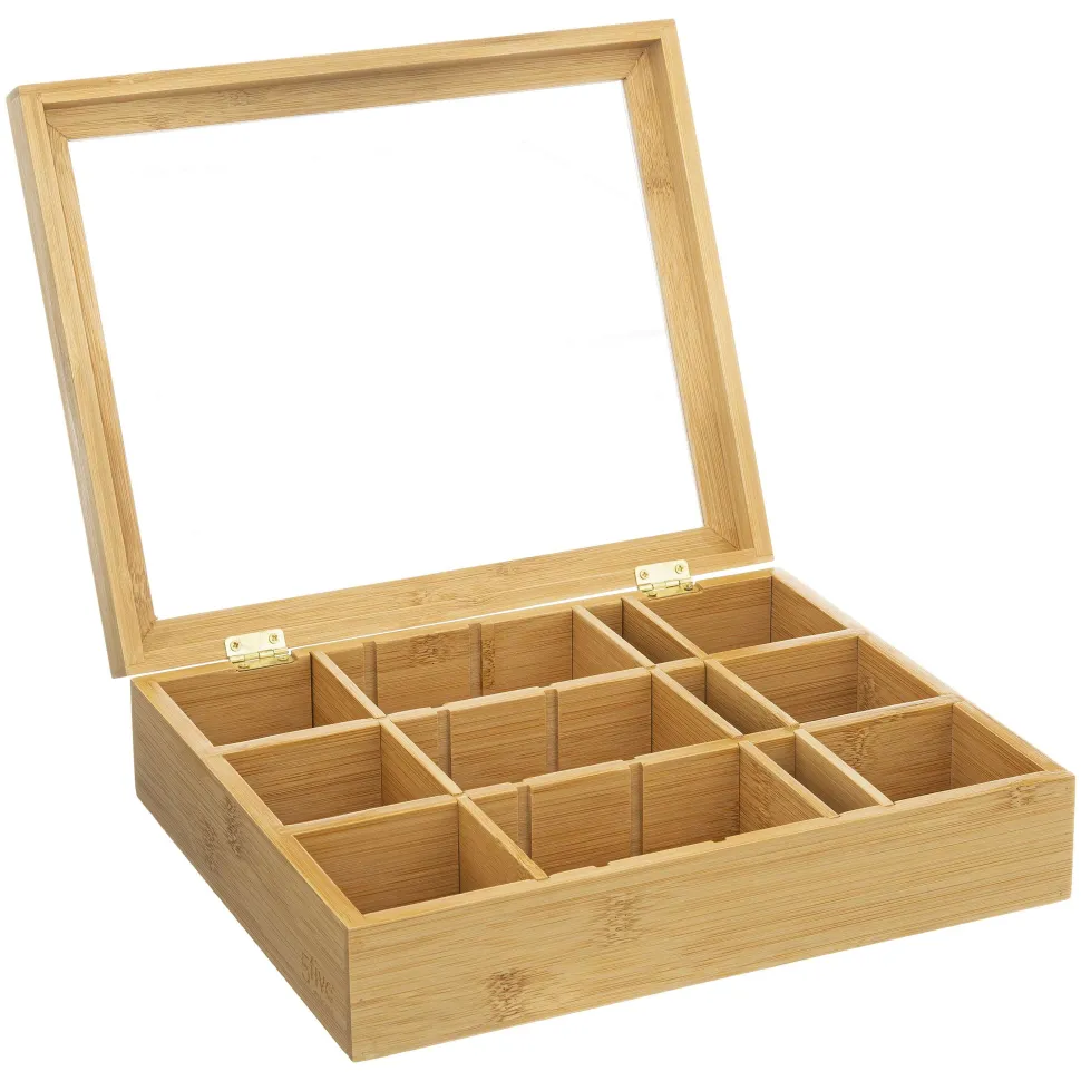 Boîte A The 12 Compartiments Amovibles Bambou