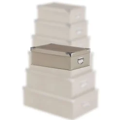 Boîte Coins Metal Croco Gris Ou Taupe 48X33.5X16Cm