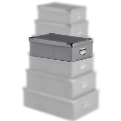 Boîte Coins Metal Croco Gris Ou Taupe 36X24.5X12.5 Cm